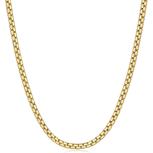 FZTN Jewelry 3mm Gold Necklace For Women Men18K Gold Plated